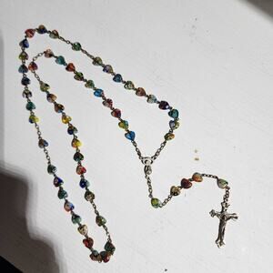 Vintage Rosary Glass Heart Beads, Beautiful!!